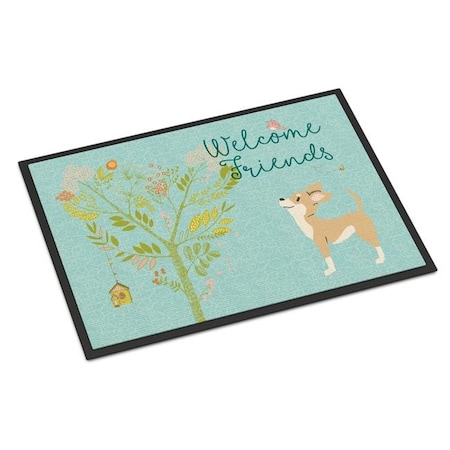Carolines Treasures Carolines Treasures BB7628JMAT Welcome Friends Brown White Chihuahua Indoor or Outdoor Mat; 24 x 36 in. BB7628JMAT